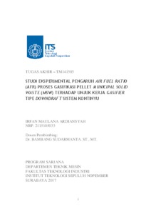 Studi Eksperimental Pengaruh Air Fuel Ratio AFR Proses 